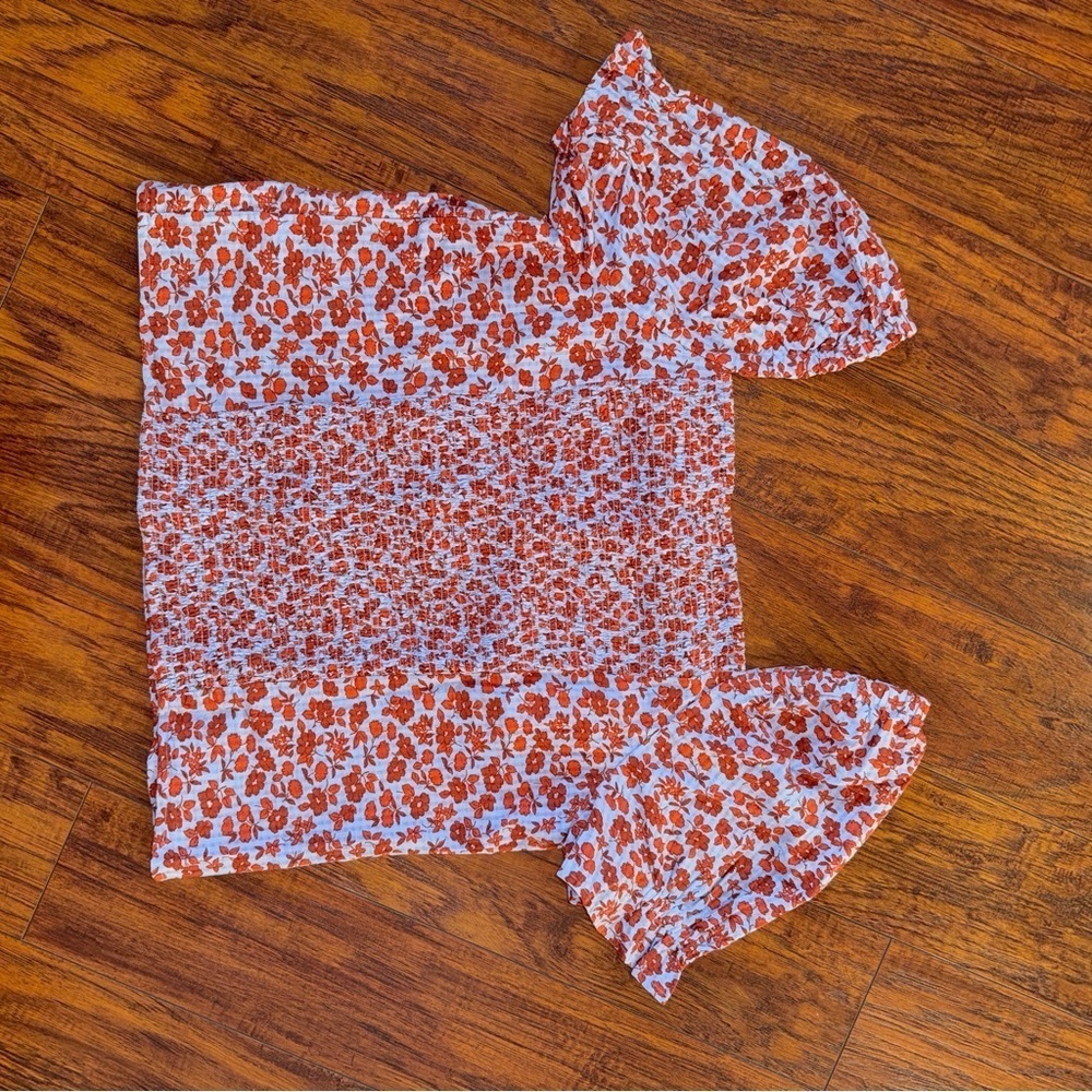 NWOT Madewell Button-Front Smocked-Back Top in Piccola Floral 8 Medium - Picture 6 of 7